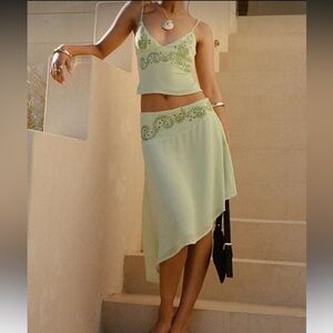Asymmetrical Mint Green Skirt Set